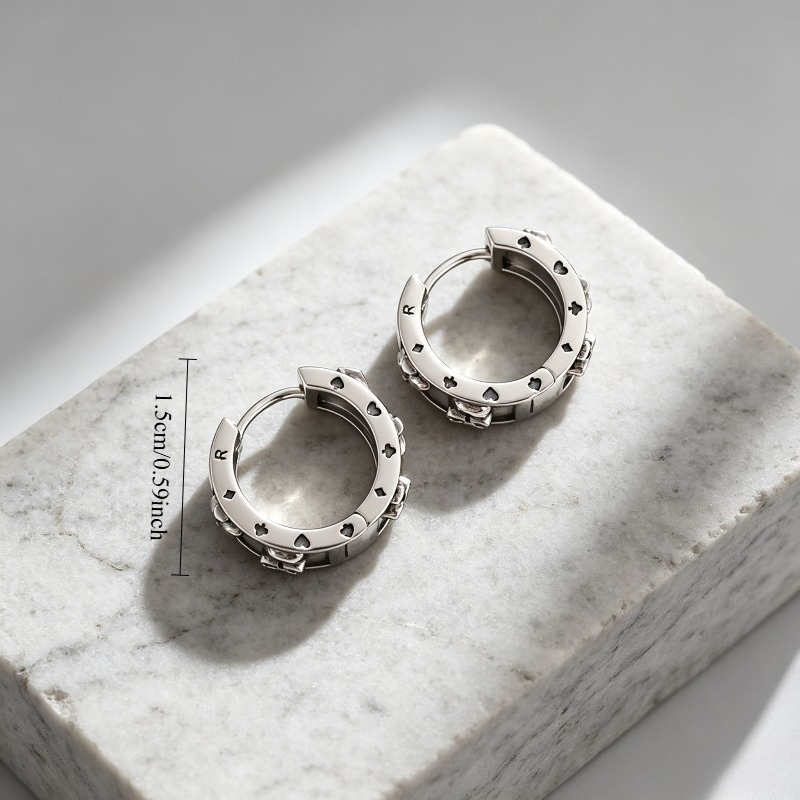 Poker Dice Element Embossed Ear Studs